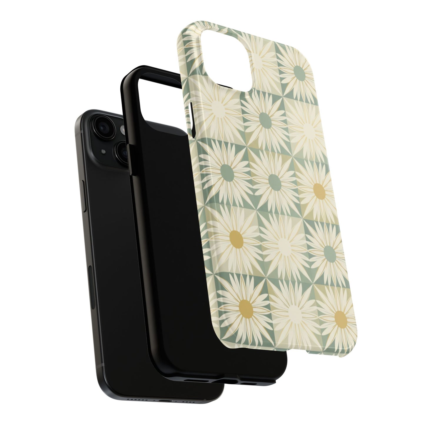 Retro Daisy Tough Phone Case — Vintage Floral Protective Cover for iPhone