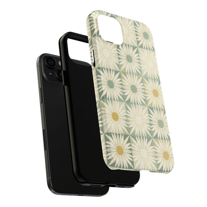 Retro Daisy Tough Phone Case — Vintage Floral Protective Cover for iPhone