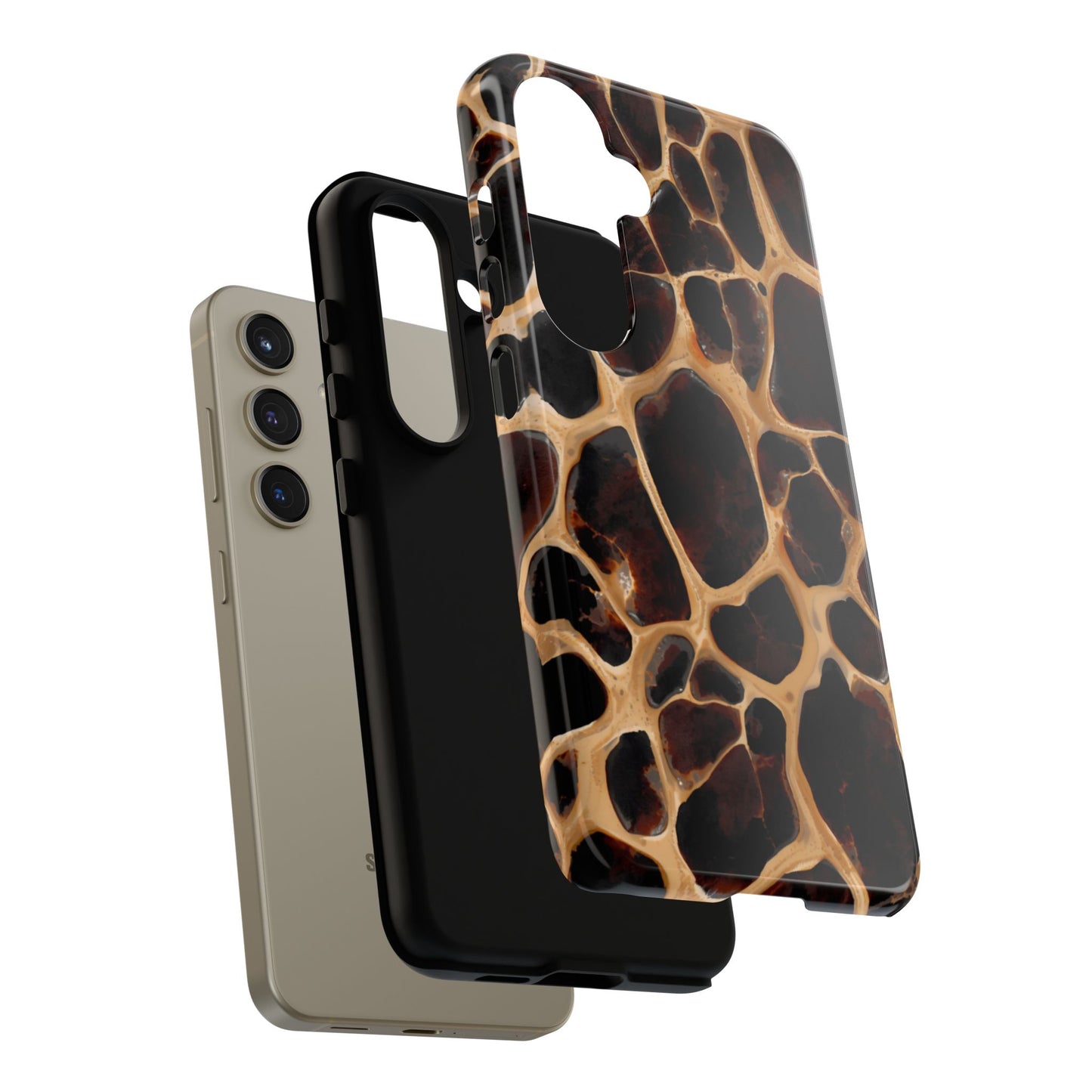 Phone Case — Brown Leather Dot Texture Rugged Protective Cover