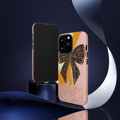 Bow Brushstroke Tough Phone Case — Pink & Mustard