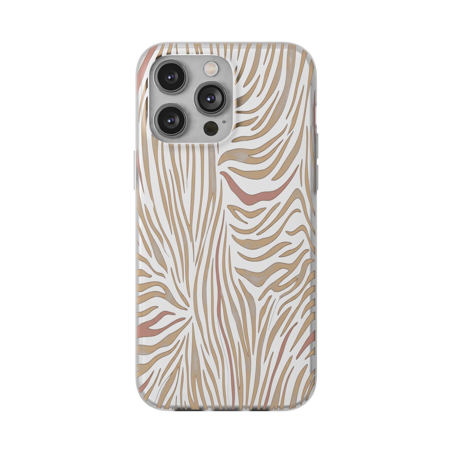 Neutral Zebra Print Flexi Case — Beige & Rose Gold Animal Pattern Phone Cover