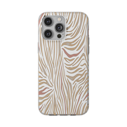 Neutral Zebra Print Flexi Case — Beige & Rose Gold Animal Pattern Phone Cover