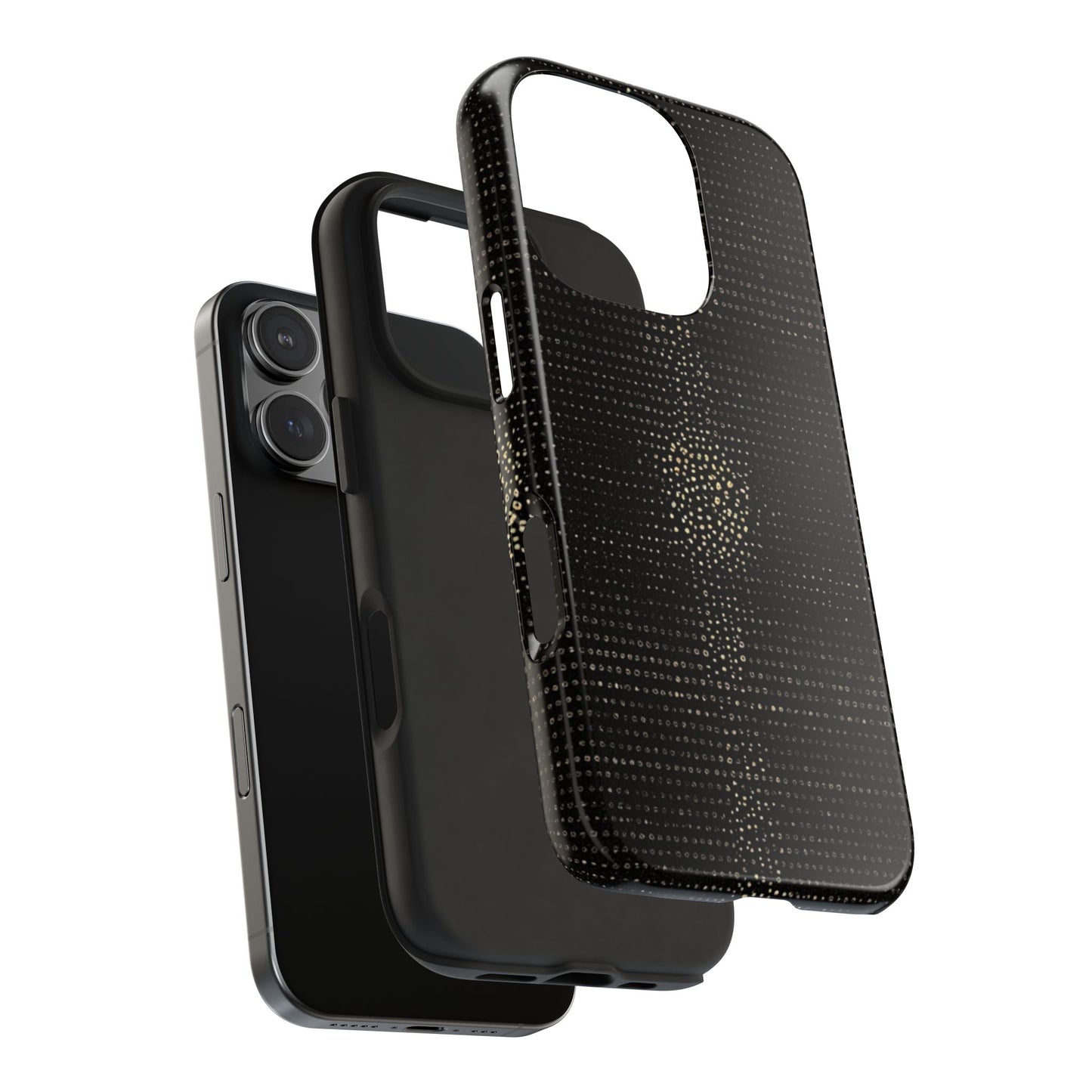 Tough Phone Case — Black Textured Metallic Dot Shield