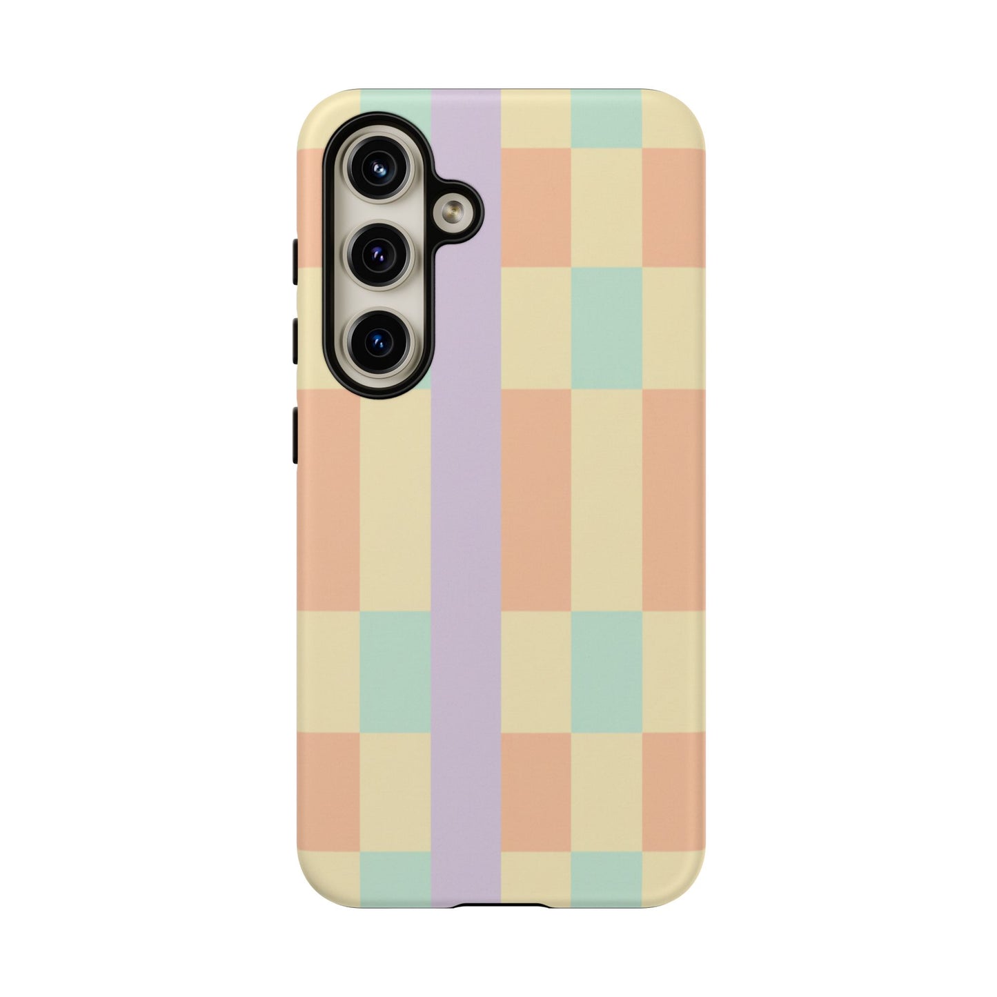 Pastel Checkered Phone Case — Retro Stripe Tough Case