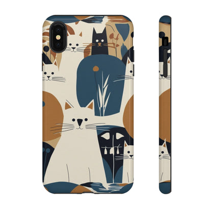 Cat Pattern Phone Case – Retro Abstract Cats Protective iPhone Cover