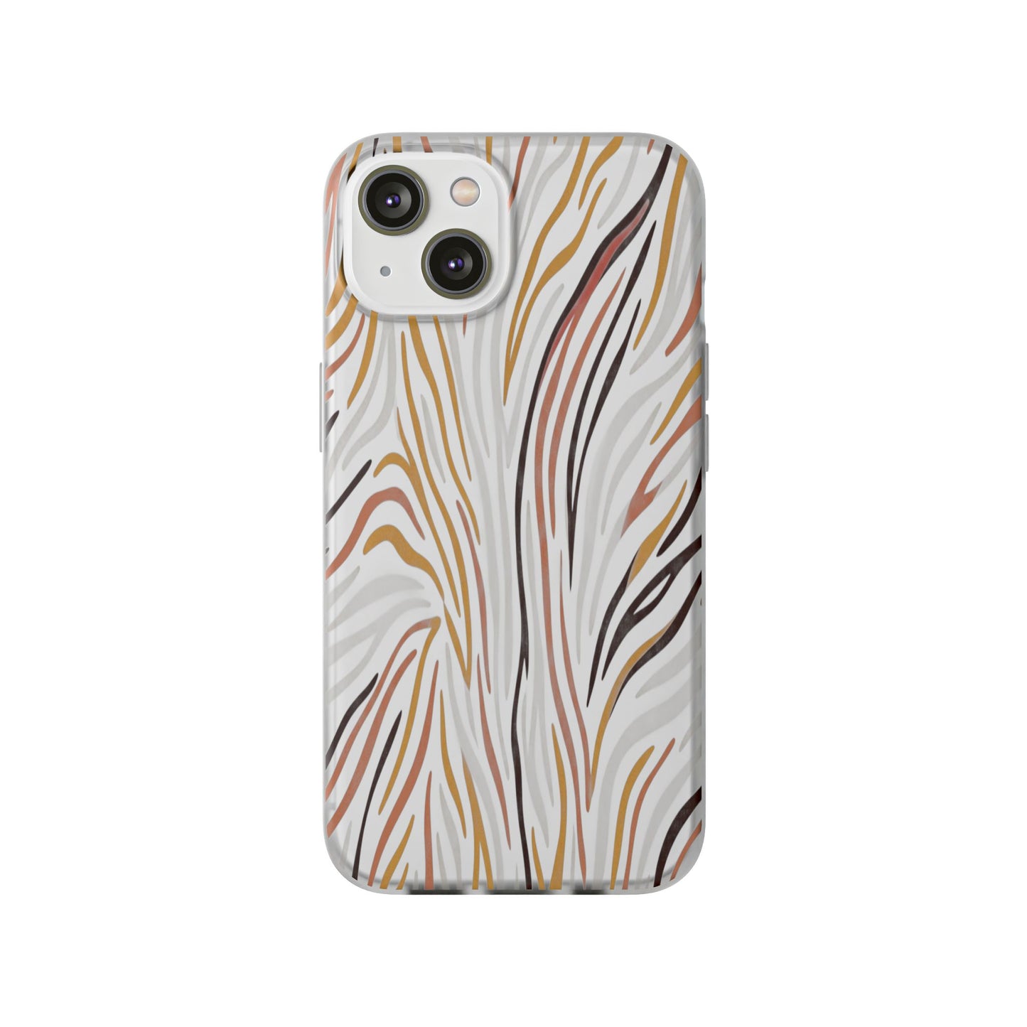 Marbled Neutral Stripe Phone Case — Abstract Beige & Terracotta Flexi Case