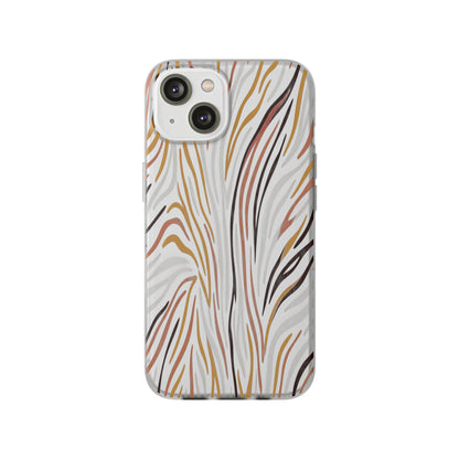 Marbled Neutral Stripe Phone Case — Abstract Beige & Terracotta Flexi Case