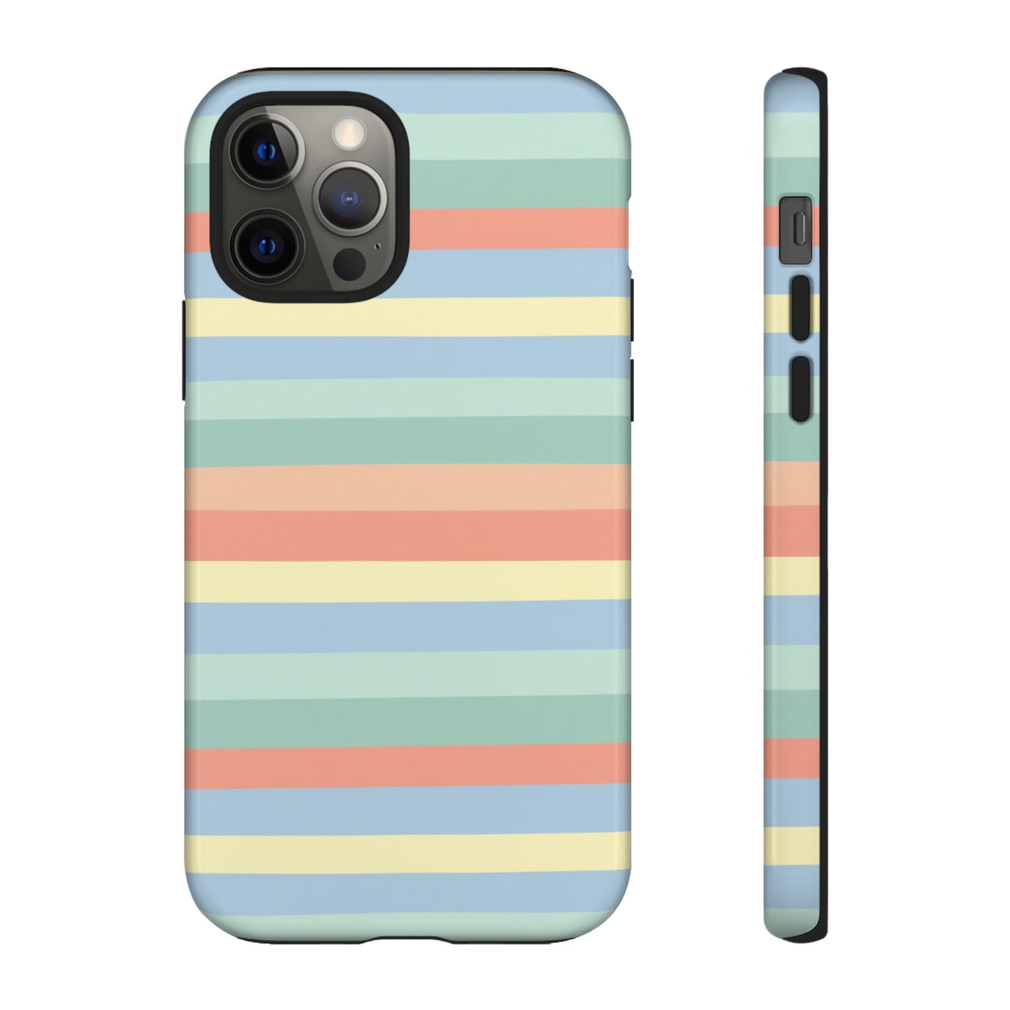 Pastel Striped Phone Case — Retro Horizontal Multi-Color Tough Case