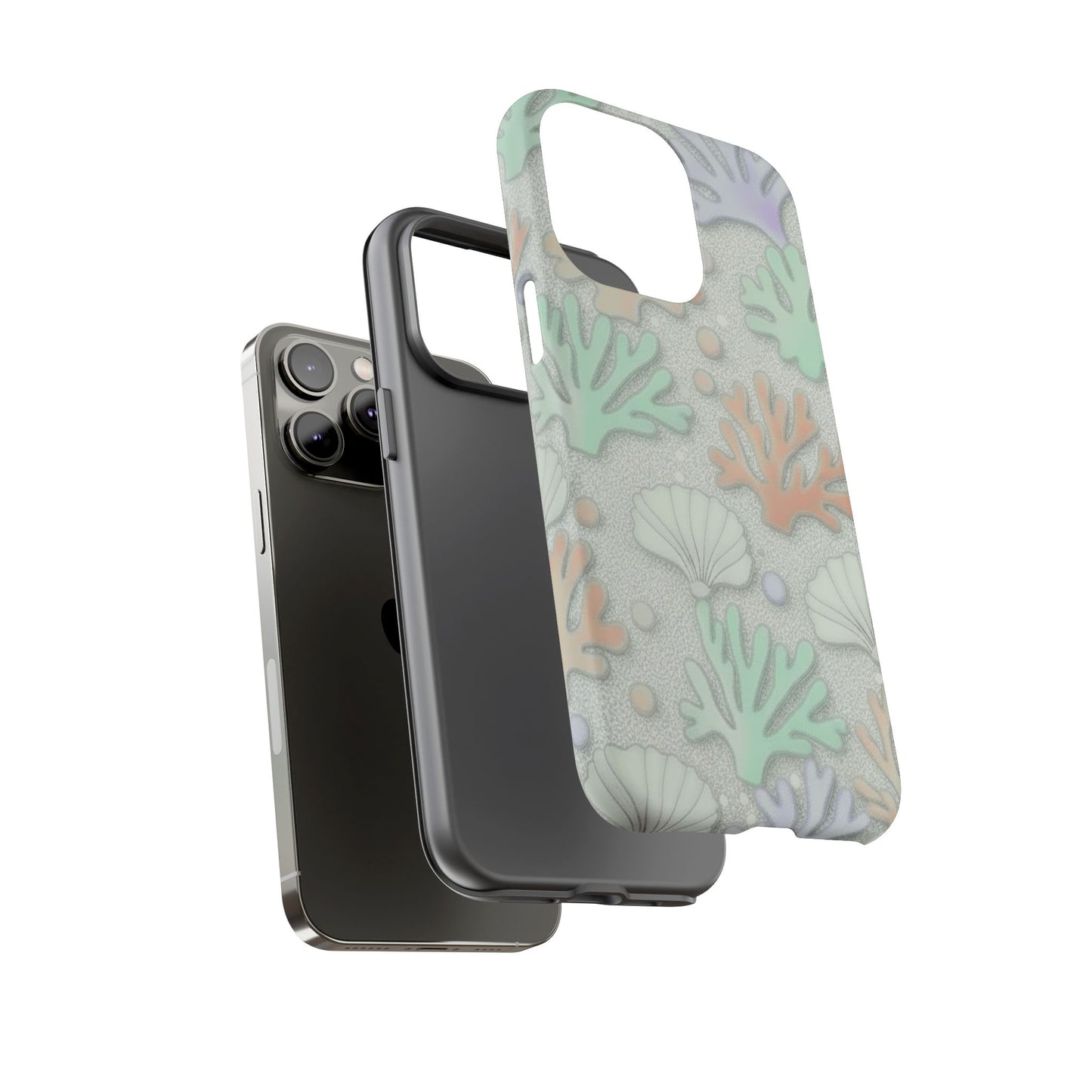 Pastel Coral Reef Tough Phone Case – Sea Shell & Coral Pattern Durable Protector