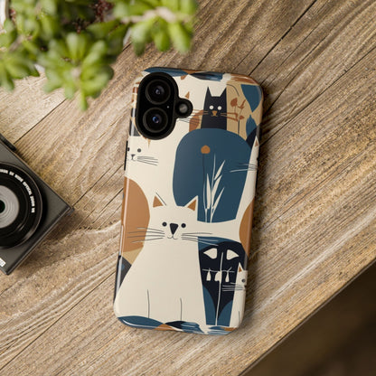 Cat Pattern Phone Case – Retro Abstract Cats Protective iPhone Cover