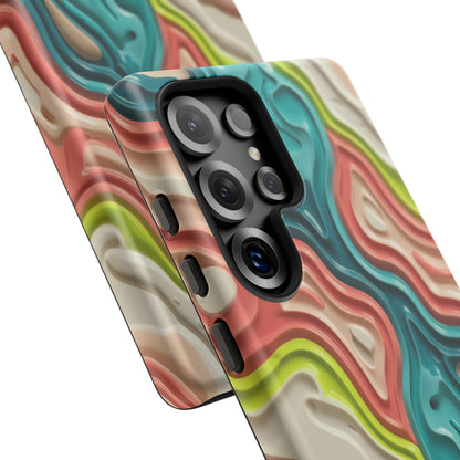 Abstract Contour Phone Case — Colorful Topographic Pattern Tough Case