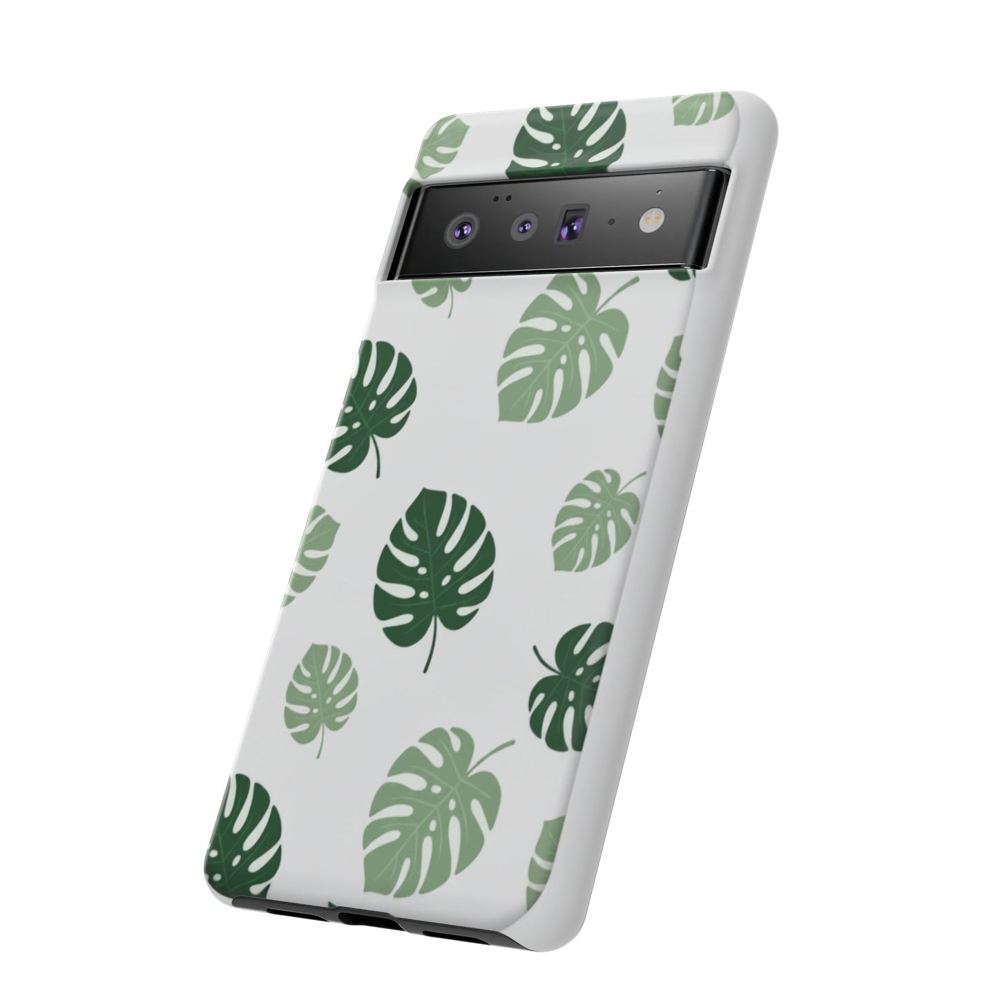 Monstera Leaf Tough Phone Case – Tropical Green Palm Pattern Protective Cover
