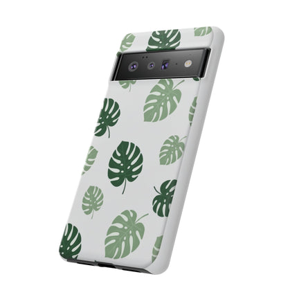 Monstera Leaf Tough Phone Case – Tropical Green Palm Pattern Protective Cover