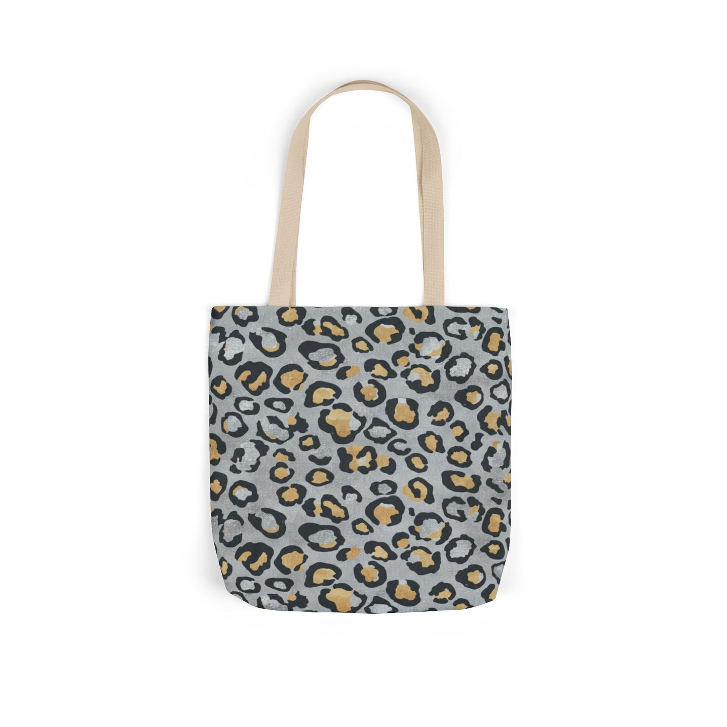 Leopard Print Canvas Tote Bag with Beige Straps