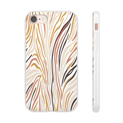 Marbled Neutral Stripe Phone Case — Abstract Beige & Terracotta Flexi Case