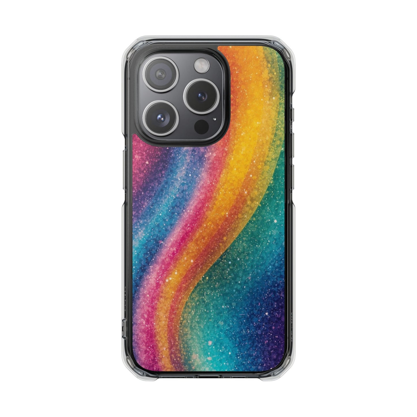 Clear Magnetic Phone Case — Rainbow Glitter Wave Impact-Proof Cover