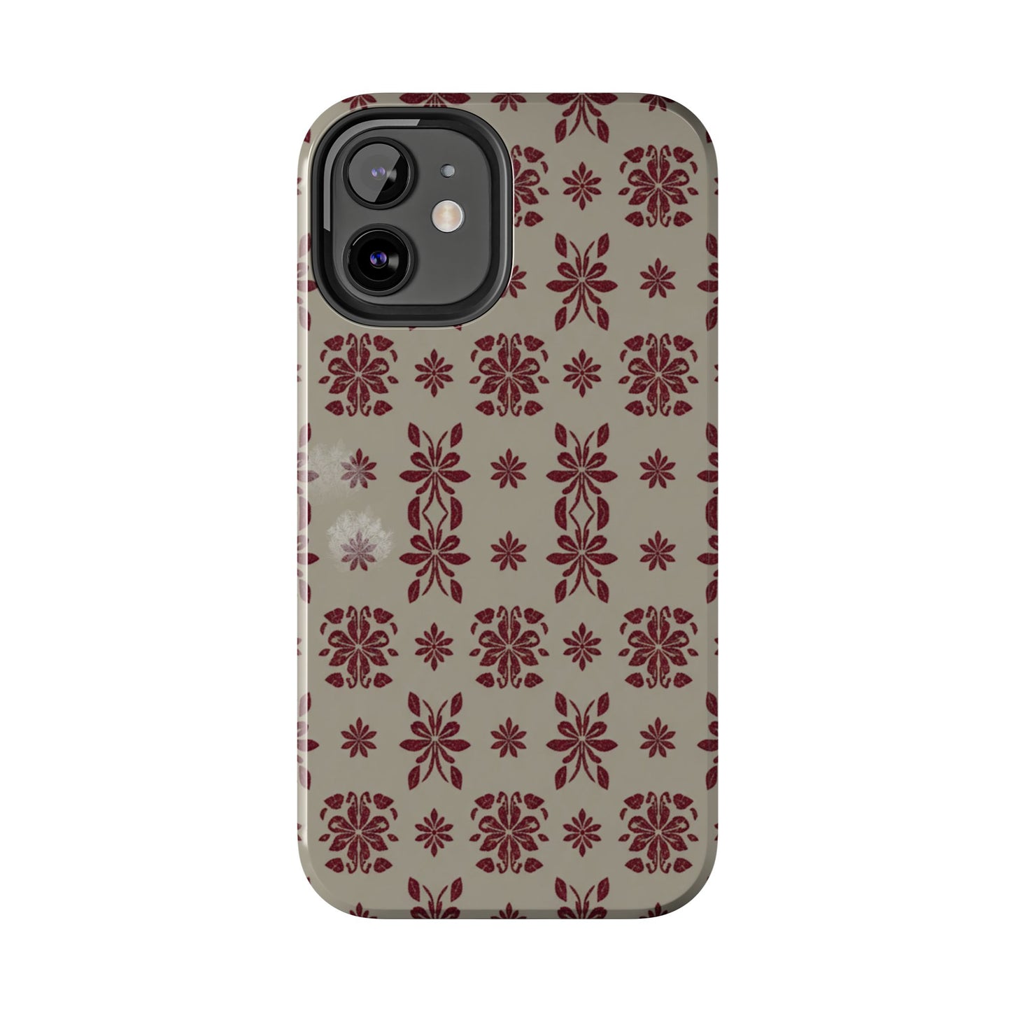 Tough Phone Case — Vintage Red Floral Pattern Protective Cover