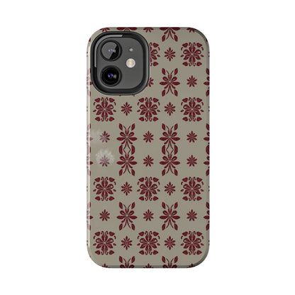 Tough Phone Case — Vintage Red Floral Pattern Protective Cover