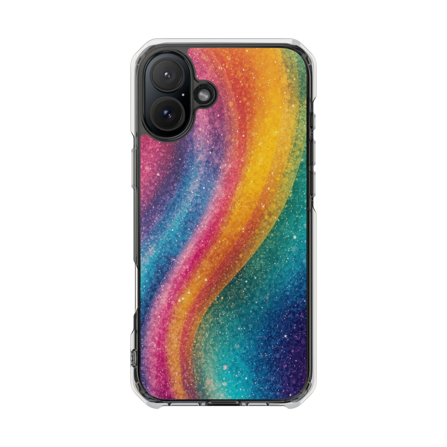 Clear Magnetic Phone Case — Rainbow Glitter Wave Impact-Proof Cover