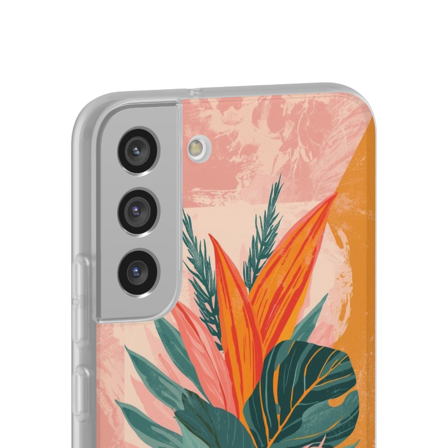 Tropical Botanical Phone Case — Pink & Orange Floral Flexi Case