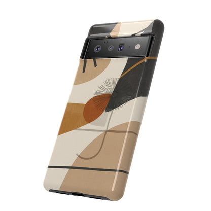 Abstract Earth Tone Phone Case — Mid-Century Minimalist Tough Case