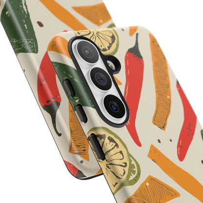 Spicy Peppers Phone Case – Colorful Chili, Lime & Citrus Pattern