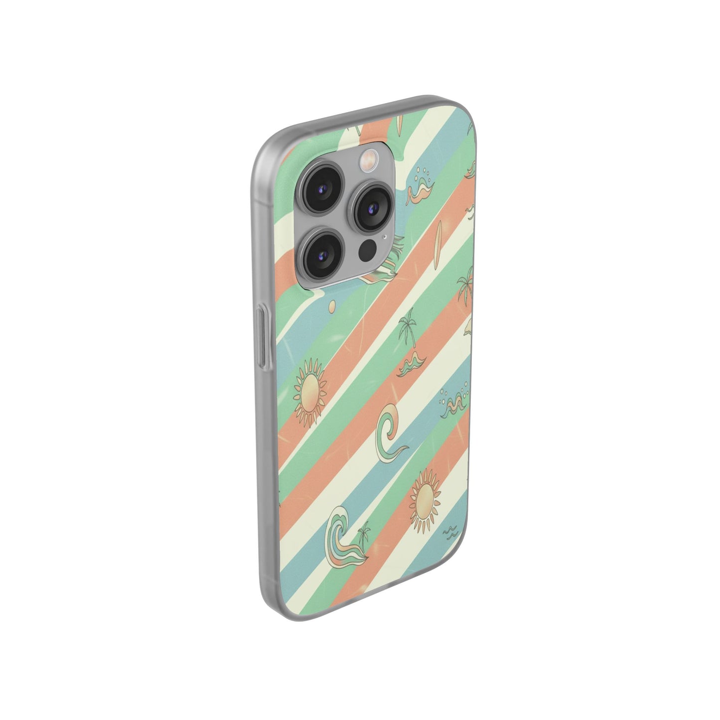 Beach Vibes Phone Case — Retro Pastel Surf & Palm Protective Flexi Case