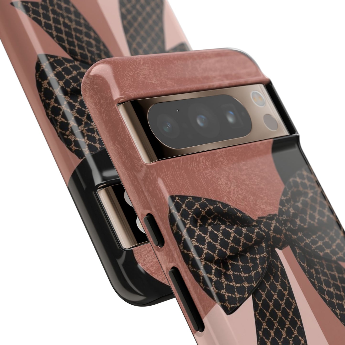 Bow Stripe Tough Phone Case – Pink Mauve Protective Cover