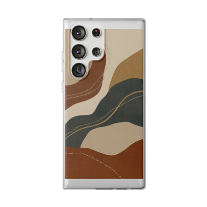 Abstract Earth Tone Phone Case — Boho Wavy Flexi Case