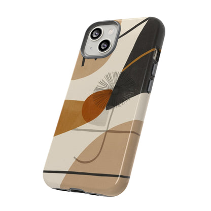 Abstract Earth Tone Phone Case — Mid-Century Minimalist Tough Case