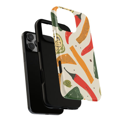 Spicy Peppers Phone Case – Colorful Chili, Lime & Citrus Pattern