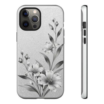 Floral Monochrome Phone Case — Elegant Black & White Lily Design