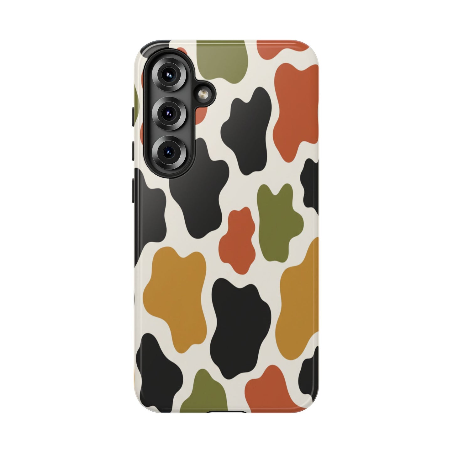Camouflage Pattern Tough Phone Case – Retro Olive, Rust & Mustard Protective Cover