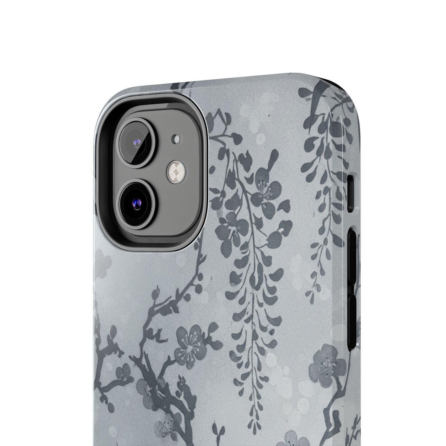 Tough Phone Case — Gray Cherry Blossom Ink Floral Design