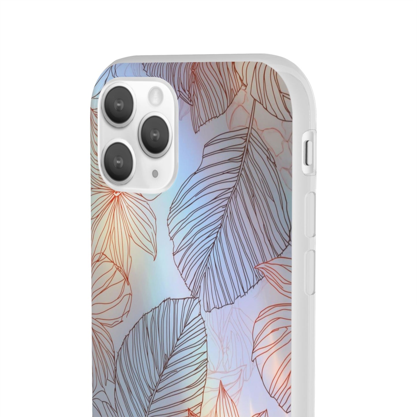 Floral Holographic Phone Case — Iridescent Leaves & Flowers Flexi Case