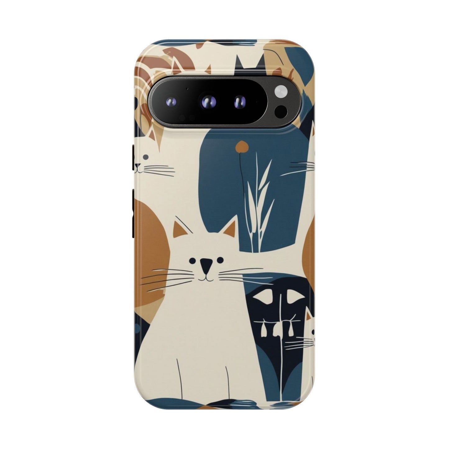 Cat Pattern Phone Case – Retro Abstract Cats Protective iPhone Cover