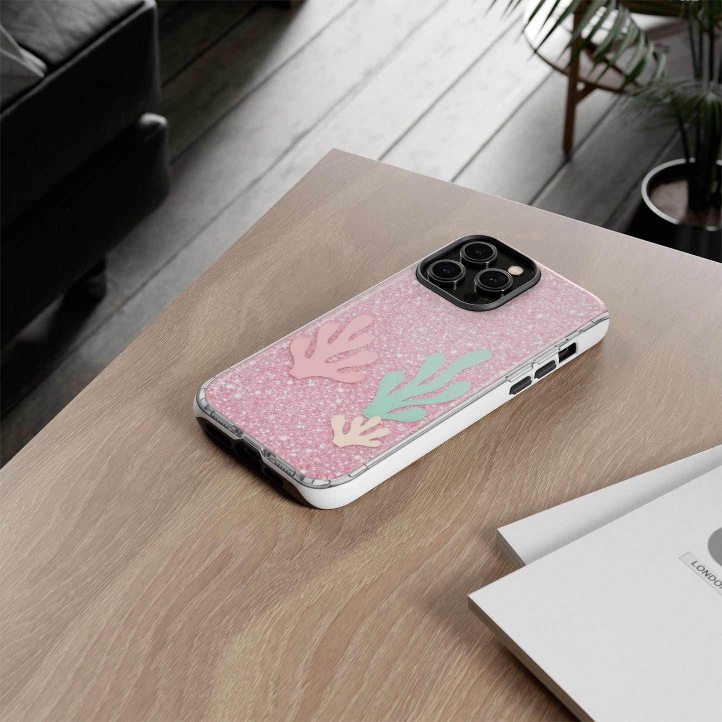 Pink Glitter Seaweed Tough Case - Sparkle Protective Phone Cover