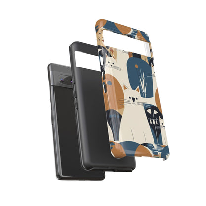 Cat Pattern Phone Case – Retro Abstract Cats Protective iPhone Cover