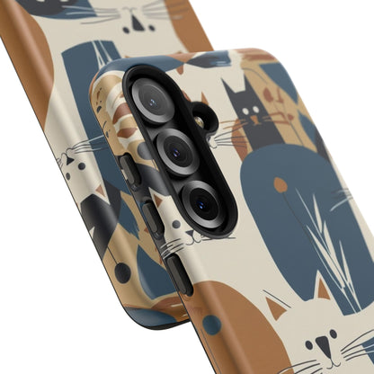 Cat Pattern Phone Case – Retro Abstract Cats Protective iPhone Cover