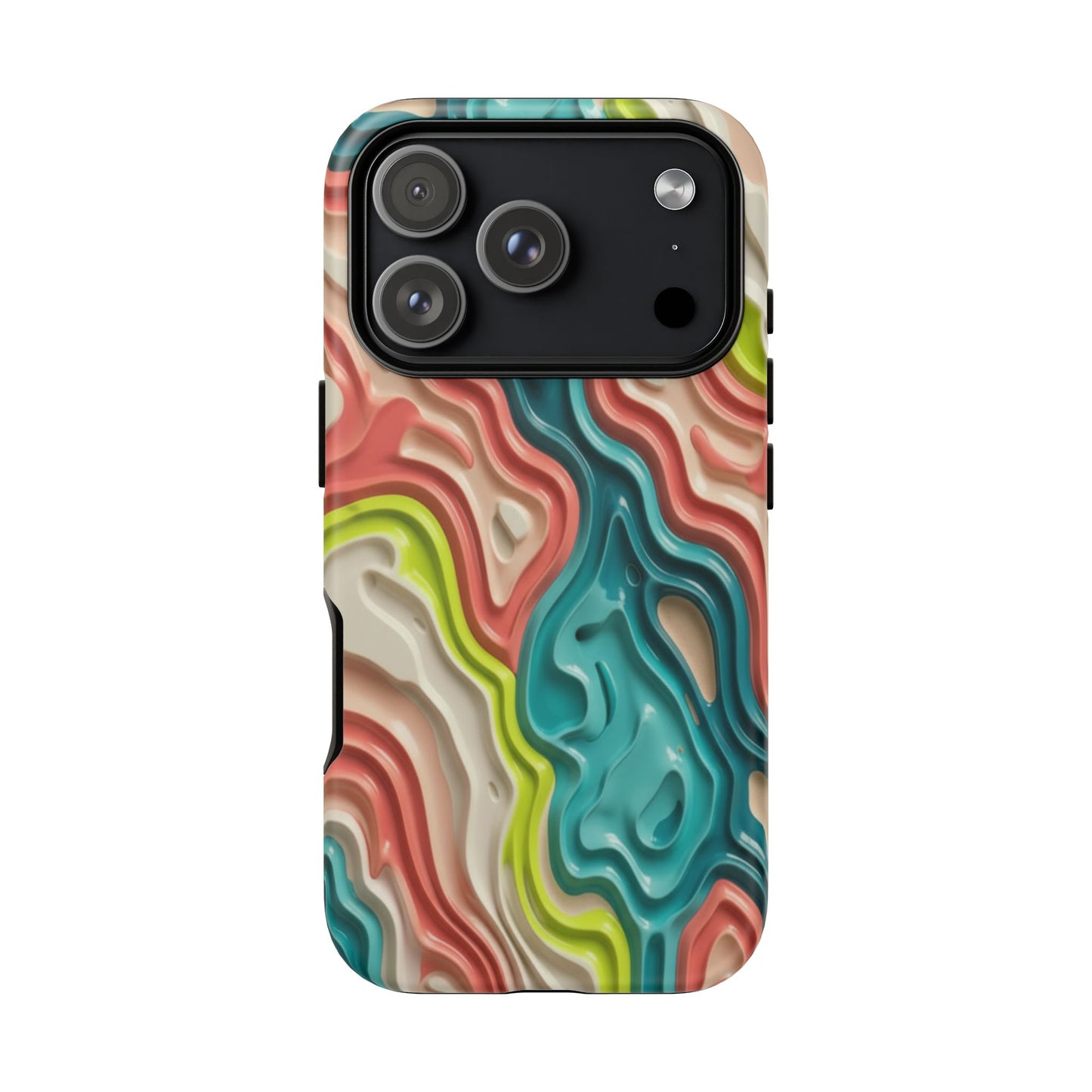 Abstract Contour Phone Case — Colorful Topographic Pattern Tough Case