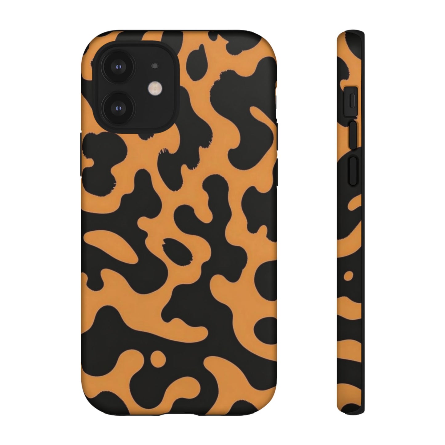 Leopard Print Phone Case — Orange & Black Tough Pattern Protective Cover
