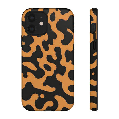 Leopard Print Phone Case — Orange & Black Tough Pattern Protective Cover