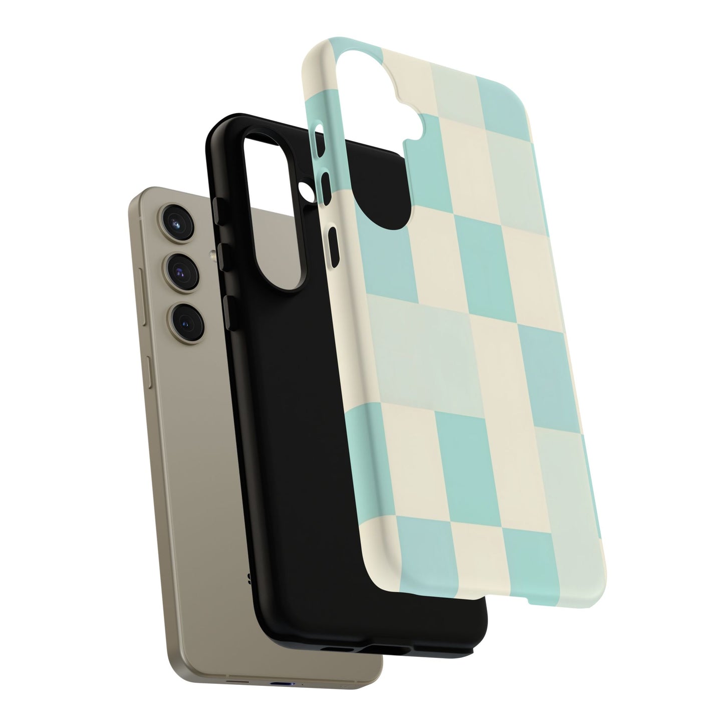 Pastel Checkerboard Tough Case – Mint & Cream Protective Phone Cover