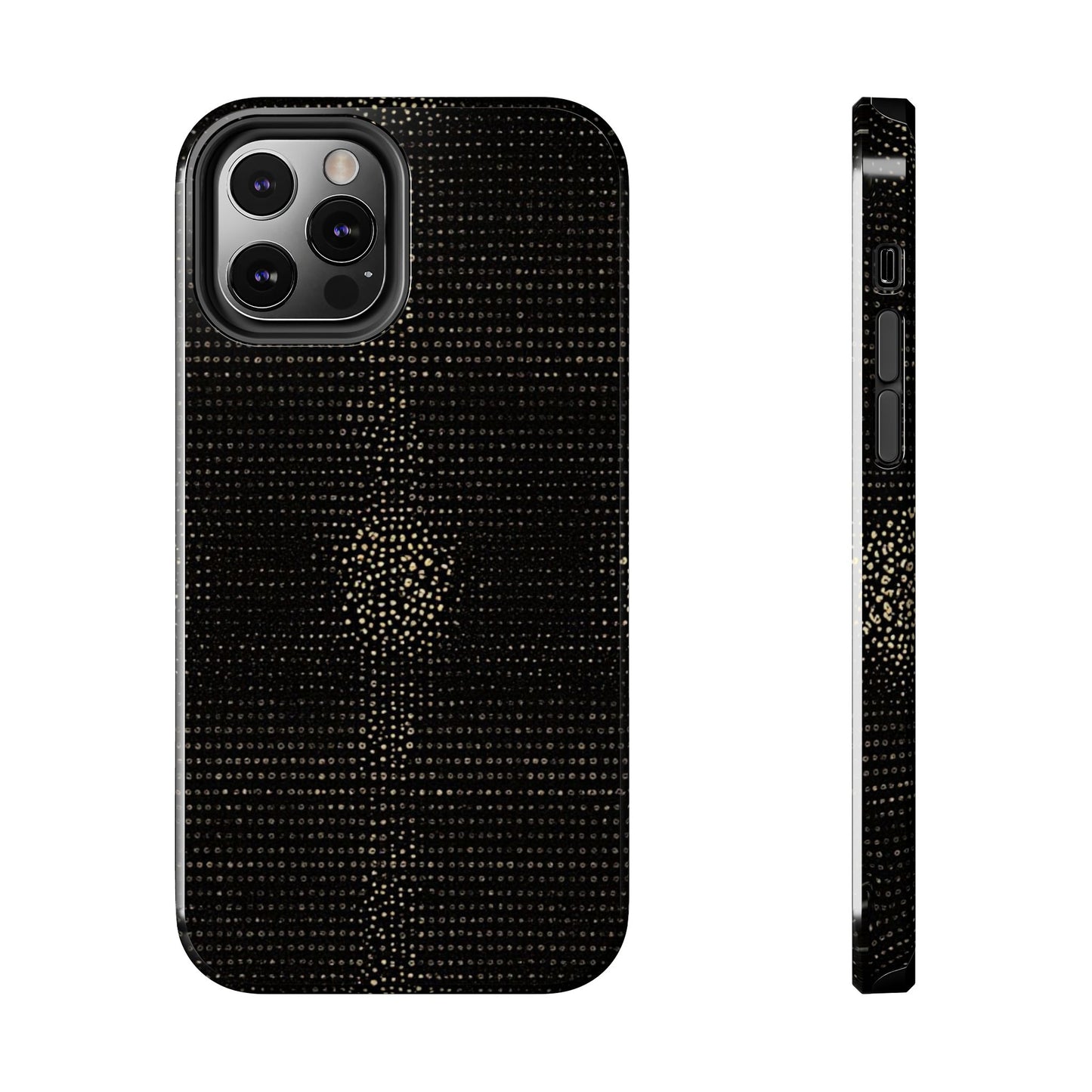 Tough Phone Case — Black Textured Metallic Dot Shield