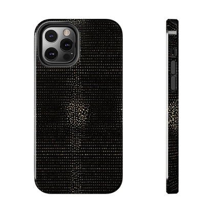 Tough Phone Case — Black Textured Metallic Dot Shield