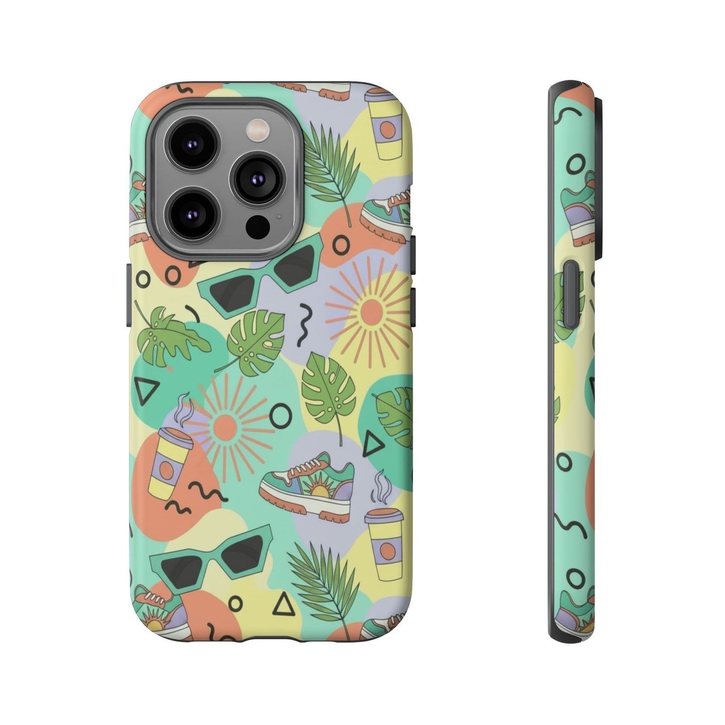 Tropical Summer Phone Case — Retro Sunglasses, Sneakers & Palm Pattern