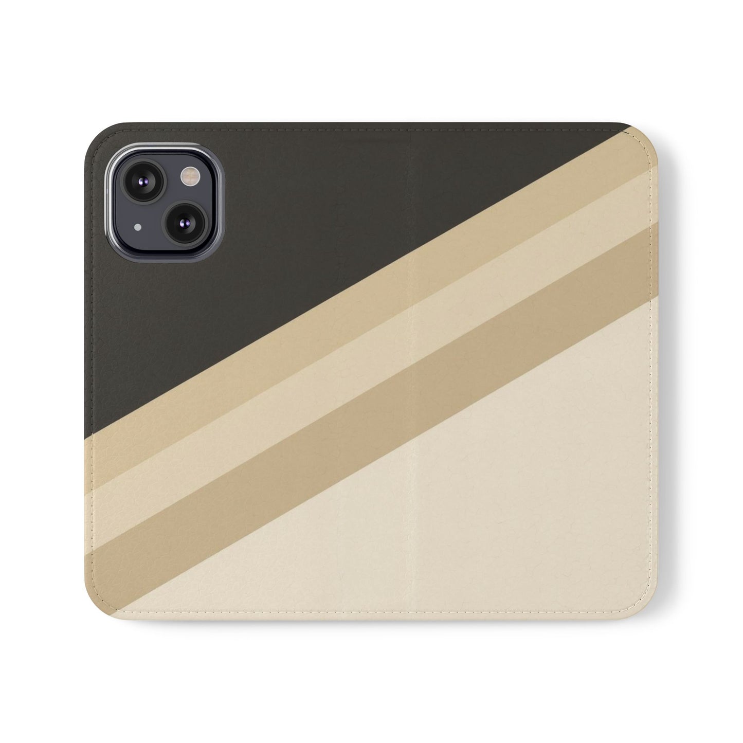 Retro Neutral Stripe Flip Phone Case — Wallet Folio with Card Slots
