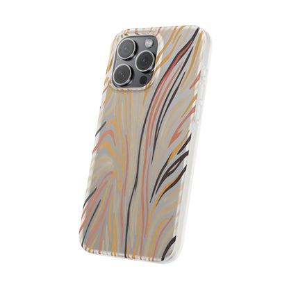 Marbled Neutral Stripe Phone Case — Abstract Beige & Terracotta Flexi Case