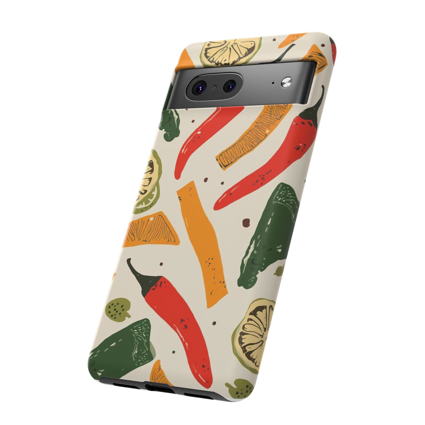 Spicy Peppers Phone Case – Colorful Chili, Lime & Citrus Pattern