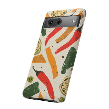 Spicy Peppers Phone Case – Colorful Chili, Lime & Citrus Pattern